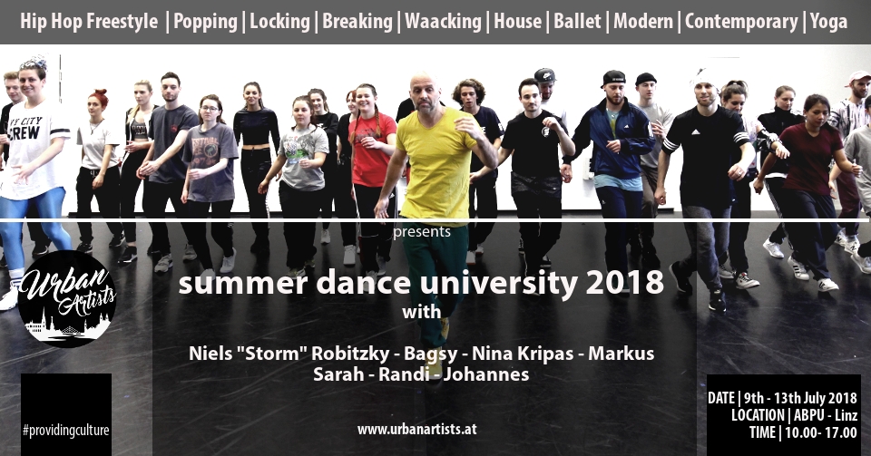 summer dance university | 9. – 13. Jul 2018 Anton Bruckner Privatuniversität Linz